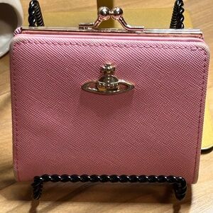 Vivienne Westwood Tri-Fold Pink Saffiano Wallet